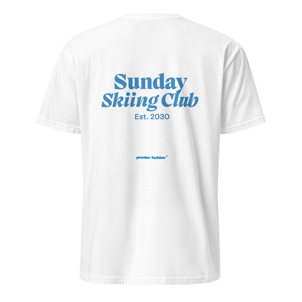 Sunday Skiing Club T-Shirt in White, back print