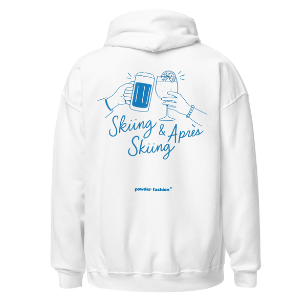Skiing & Après Skiing Hoodie in White, back print