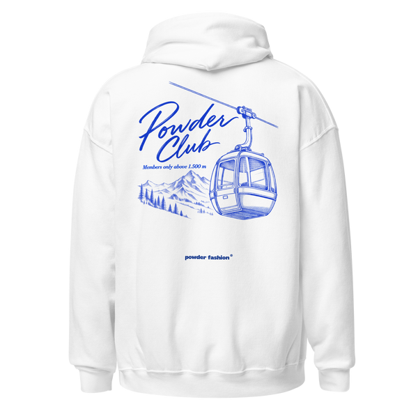 Powder Club Hoodie in White, back print