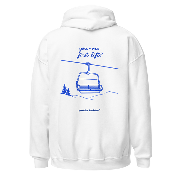 First Lift Hoodie in White, back print