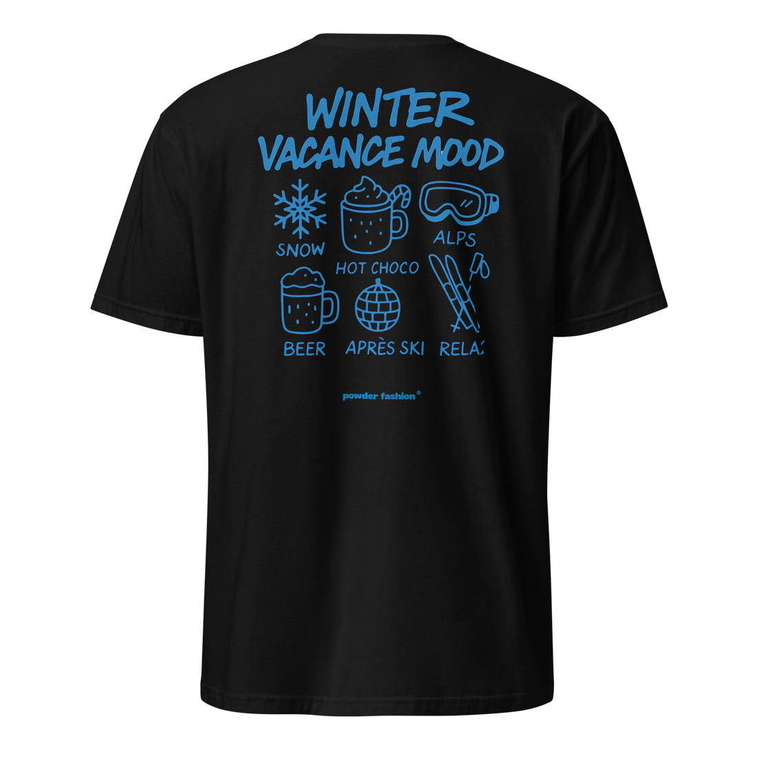 Winter Vacance Mood T-Shirt in Black, back print