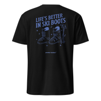 Life’s Better in Ski Boots T-Shirt in Black, back print