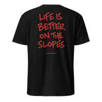 Life Is Better on the Slopes T-Shirt in Black, back print