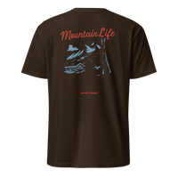 Mountain Life Party Life T-Shirt in Dark Chocolate, back print