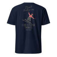 Don’t Follow Me I Do Stupid Things T-Shirt in Navy, back print