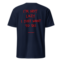 I’m Not Lazy I Just Want to Ski T-Shirt in Navy, back print