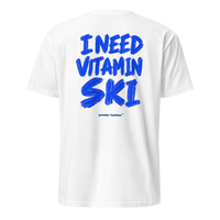 I Need Vitamin Ski T-Shirt in White, back print