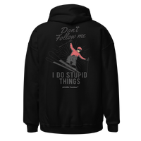 Don’t Follow Me I Do Stupid Things Hoodie in Black, back print