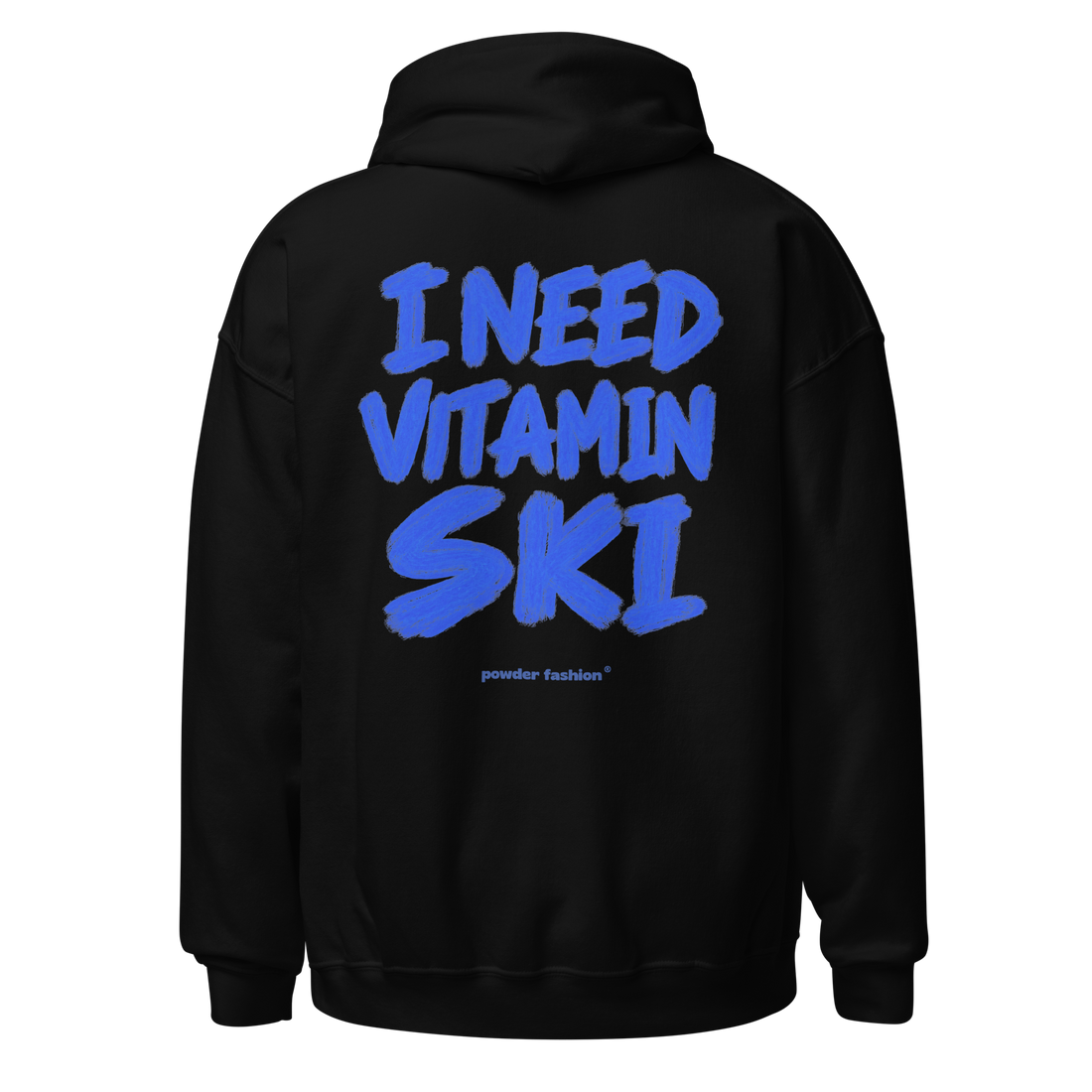 I Need Vitamin Ski Hoodie in Black, back print