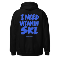 I Need Vitamin Ski Hoodie in Black, back print