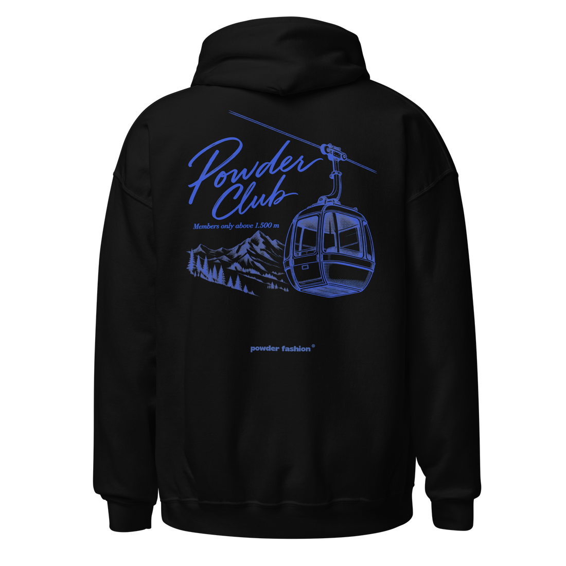 Powder Club Hoodie in Black, back print
