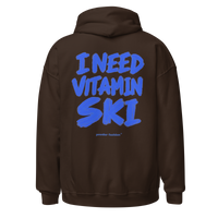 I Need Vitamin Ski Hoodie in Dark Chocolate, back print