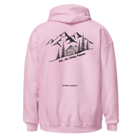 Eat • Ski • Sleep • Repeat Hoodie in Light Pink, back print