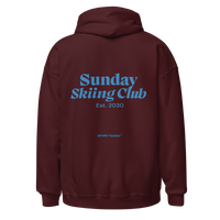 Sunday Skiing Club Hoodie in Maroon, back print