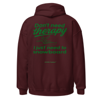 Don’t Need Therapy Snowboard Hoodie in Maroon, back print