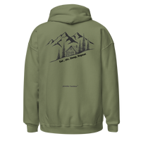 Eat • Ski • Sleep • Repeat Hoodie in Military Green, back print