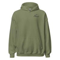 Eat • Ski • Sleep • Repeat Hoodie in Military Green, front
