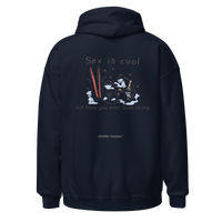 Sex Is Cool But Have You Ever Been Skiing Hoodie in Navy, back print