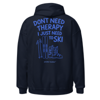 Don’t Need Therapy Ski Gear Hoodie in Navy, back print