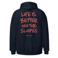 Life Is Better on the Slopes Hoodie in Navy, back print