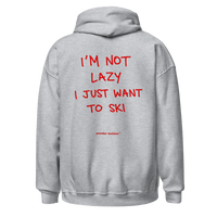 I’m Not Lazy I Just Want to Ski Hoodie in Sport Grey, back print