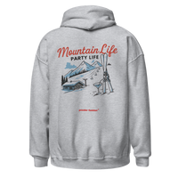 Mountain Life Party Life Hoodie in Sport Grey, back print