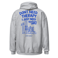 Don’t Need Therapy Ski Gear Hoodie in Sport Grey, back print