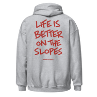 Life Is Better on the Slopes Hoodie in Sport Grey, back print