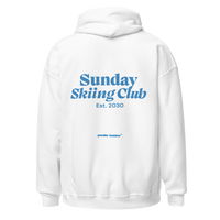 Sunday Skiing Club Hoodie in White, back print