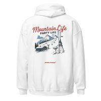 Mountain Life Party Life Hoodie in White, back print