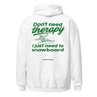Don’t Need Therapy Snowboard Hoodie in White, back print