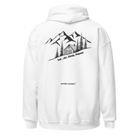 Eat • Ski • Sleep • Repeat Hoodie in White, back print