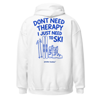 Don’t Need Therapy Ski Gear Hoodie in White, back print